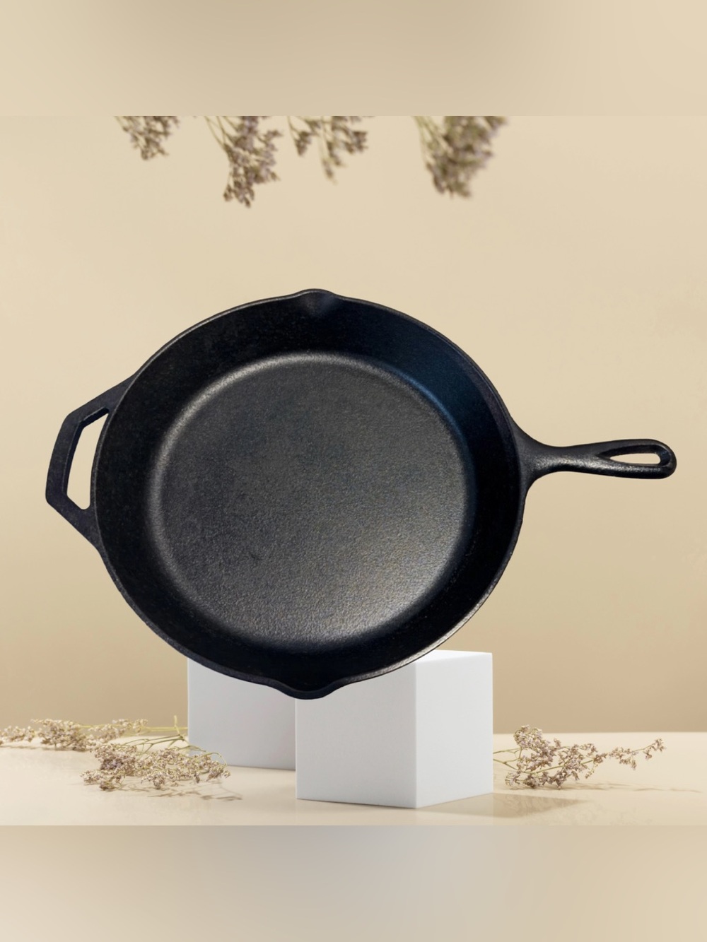 Lodge USA 10SK Classic 12" Cast Iron Skillet, Dual handle, pour spouts.